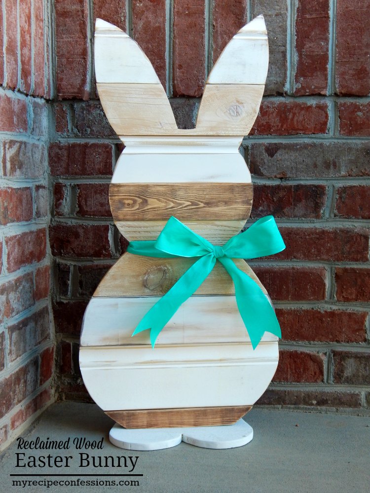 Reclaimed Wood Easter Bunny. This was a fun diy Easter project! The reclaimed wood gives the bunny a beautiful vintage look. If you like diy crafts, you have got to check out this step by step tutorial. All you neighbors are going to be jealous of your Easter bunny! 