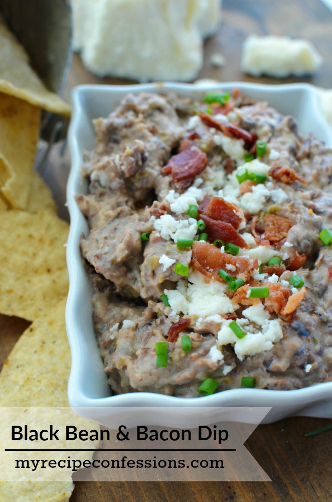 Black Bean and Bacon Dip. You will not have to spend a lot of time in the kitchen making this dip. The bacon give the dip a smoky flavor that is amazing paired with the black beans. It is best served hot with tortilla chips. Serve it with your other appetizers at your Cinco de Mayo party. Everybody will be asking for the recipe. 