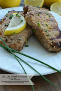 Grilled Lemon Garlic Pork Chops. Just when you thought Summer couldn't get any better, this recipe came along. Don't sweat in the kitchen trying to make dinner each night. Take it outside to the grill with this easy dinner. These pork chops are bursting with flavor and beat out all the other pork chops recipes!