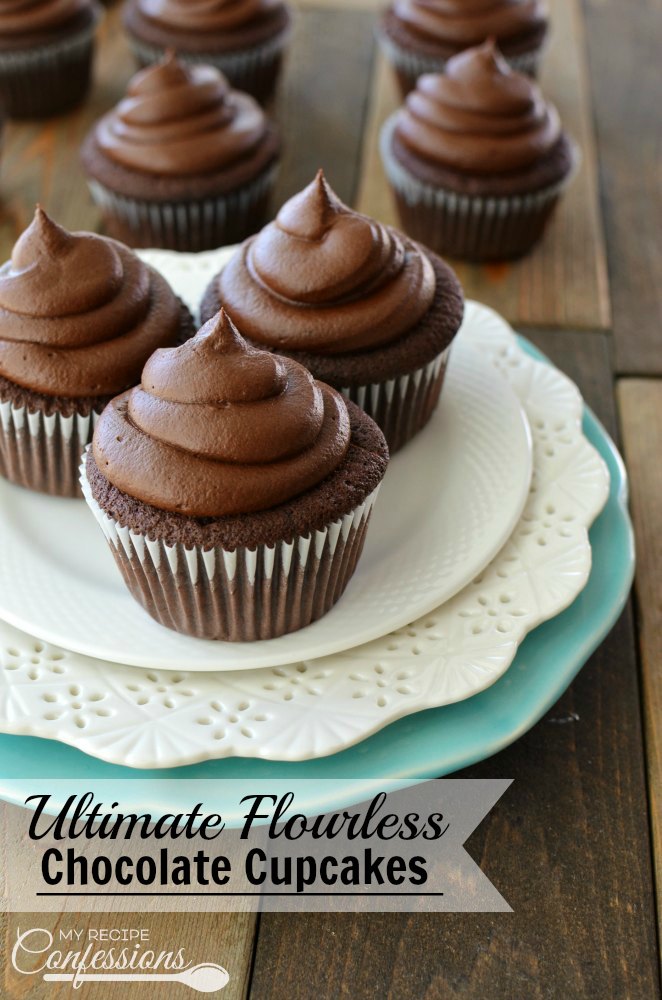 Ultimate Flourless Chocolate Cupcakes- If I didn't know these cupcakes were flourless, I would never believe it! They are hands down the best chocolate cupcake I have ever tasted! They are so moist and fudgy, you will have a hard time believing they are gluten-free. The Chocolate Fudge Frosting is an easy homemade frosting recipe that is perfect for these cupcakes! 