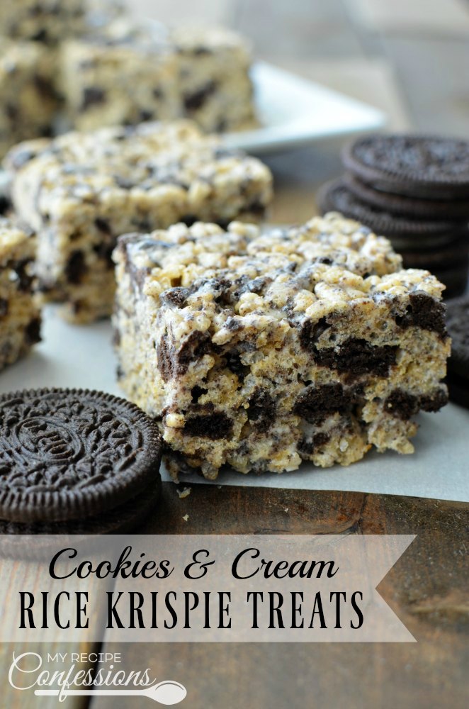 Cookies & Cream Rice Krispie treats - My Recipe Confessions