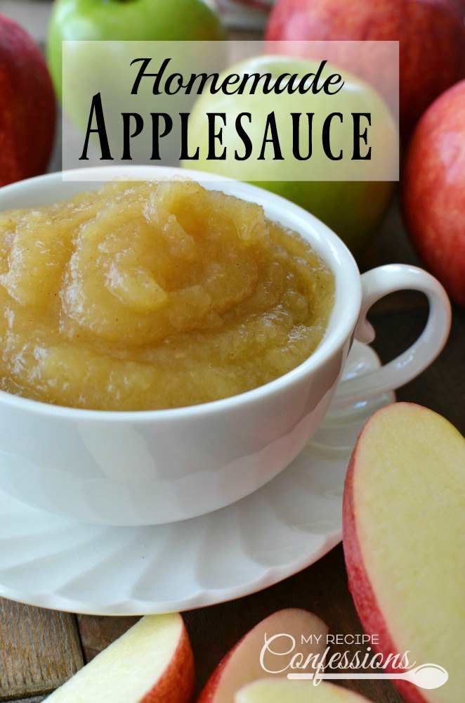 Homemade Applesauce is so easy and delicious, you will never buy it from the store again! Just a few minutes on the stovetop and walla, you have the best applesauce EVER! My family loves this recipe and I plan on making it over and over again. data-pin-description=