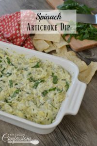 Spinach Artichoke Dip is the best dip ever! This recipe is so easy and it tastes just as good as Applebee's dip. This creamy cheesy dip is always a big hit! Serve it with crackers or tortilla chips for an unforgettable appetizer.
