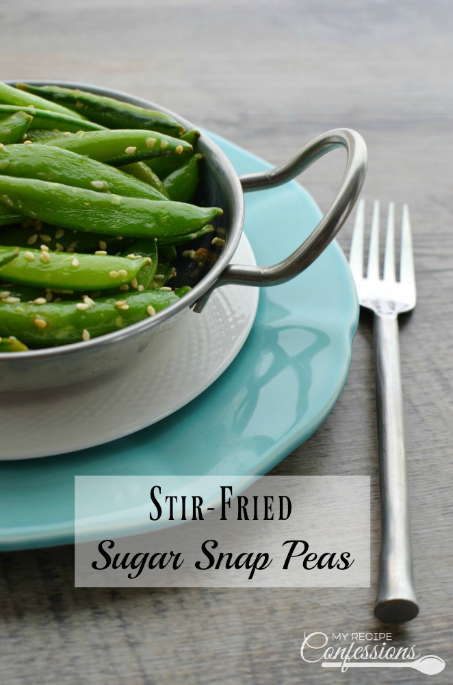 Stir-Fried Sugar Snap Peas are so good it's hard to believe they are healthy! This recipe can be made in 7 minutes, so they are perfect when you are in a pinch. These peas are so addicting and are the perfect way to get your kids to eat their veggies! 