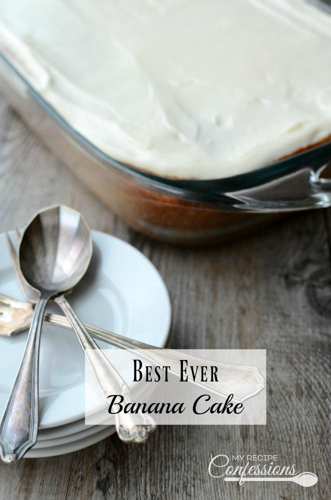 Best Ever Banana Cake is a light and fluffy cake with a scrumptious cream cheese frosting. You will not find a better recipe! It is super easy to make and so moist. This cake is a family favorite that is perfect for any occasion! 